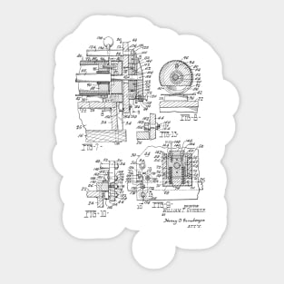 Card Printing Machine Vintage Patent Hand Drawing Sticker